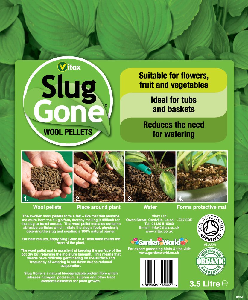Vitax Slug Gone Wool Pellets, Natural, Organic Barrier To Protect Borders, Pots & Containers From Slugs And Snails, Long Lasting - 3.5L - Image 2