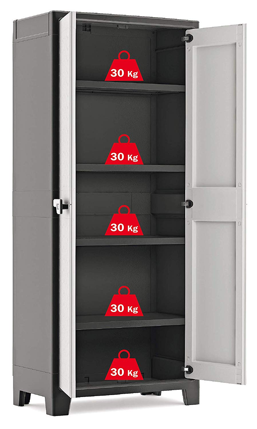 Keter Titan High Indoor Garage Utility Multi purpose Cabinet - Black-Grey - Image 2