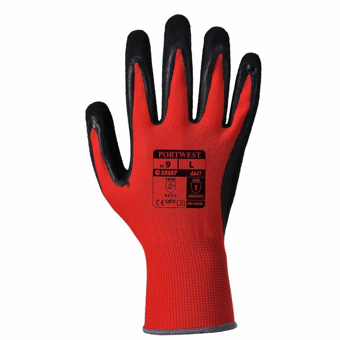 Portwest Red - PU Glove, Size: L, Colour: Red/Black, A641R8RL