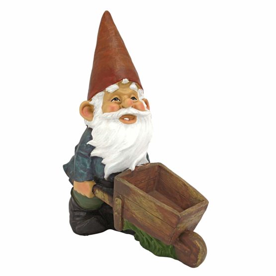 Design Toscano Wheelbarrow Willie Garden Gnome Statue Bird Feeder, 30 cm, Polyresin, Full Color