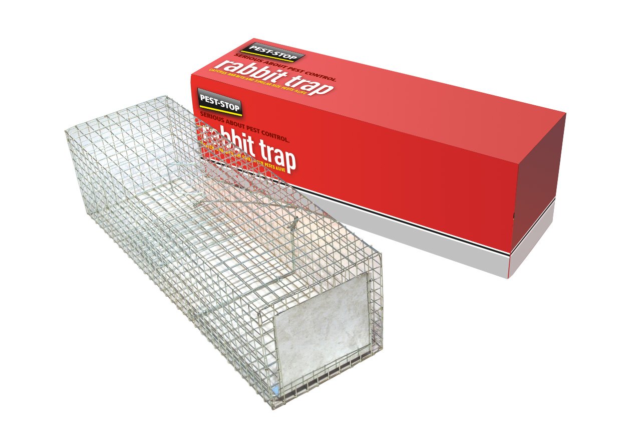 Pest-Stop Rabbit Cage Trap Humane Trap for Rabbits and Similar Animals Galvanised Steel, Spring-Loaded Door, Safe Handling Reusable