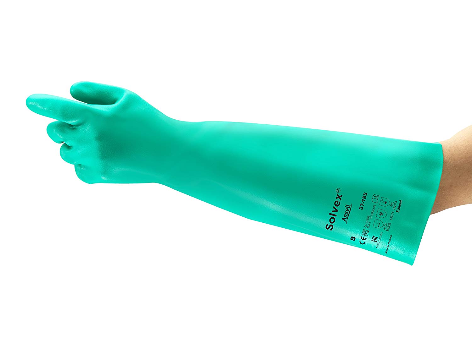Ansell AlphaTec 37-185 Chemical-Resistant Nitrile Gloves, Liquid and Splash Protection, Food-Handling