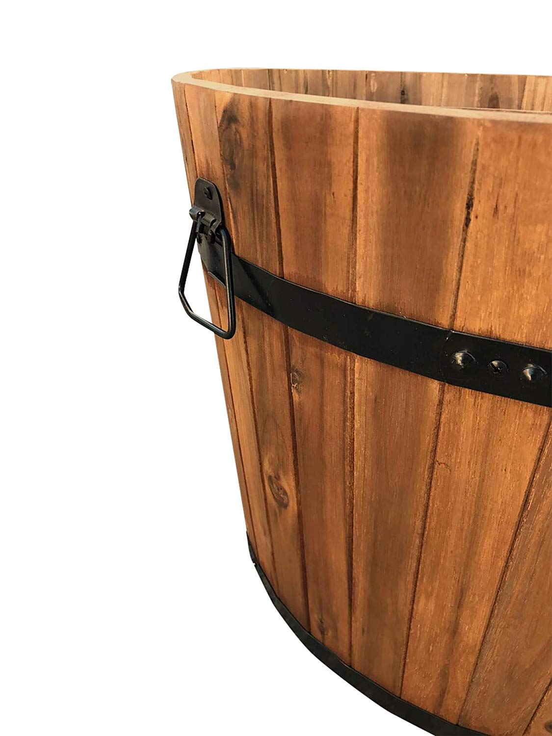 CLICK-DECK Wooden Round Garden Planters - Set of 3 Small | Medium | Large HARDWOOD Half Barrel Planter Flower Tubs Pots - Image 3