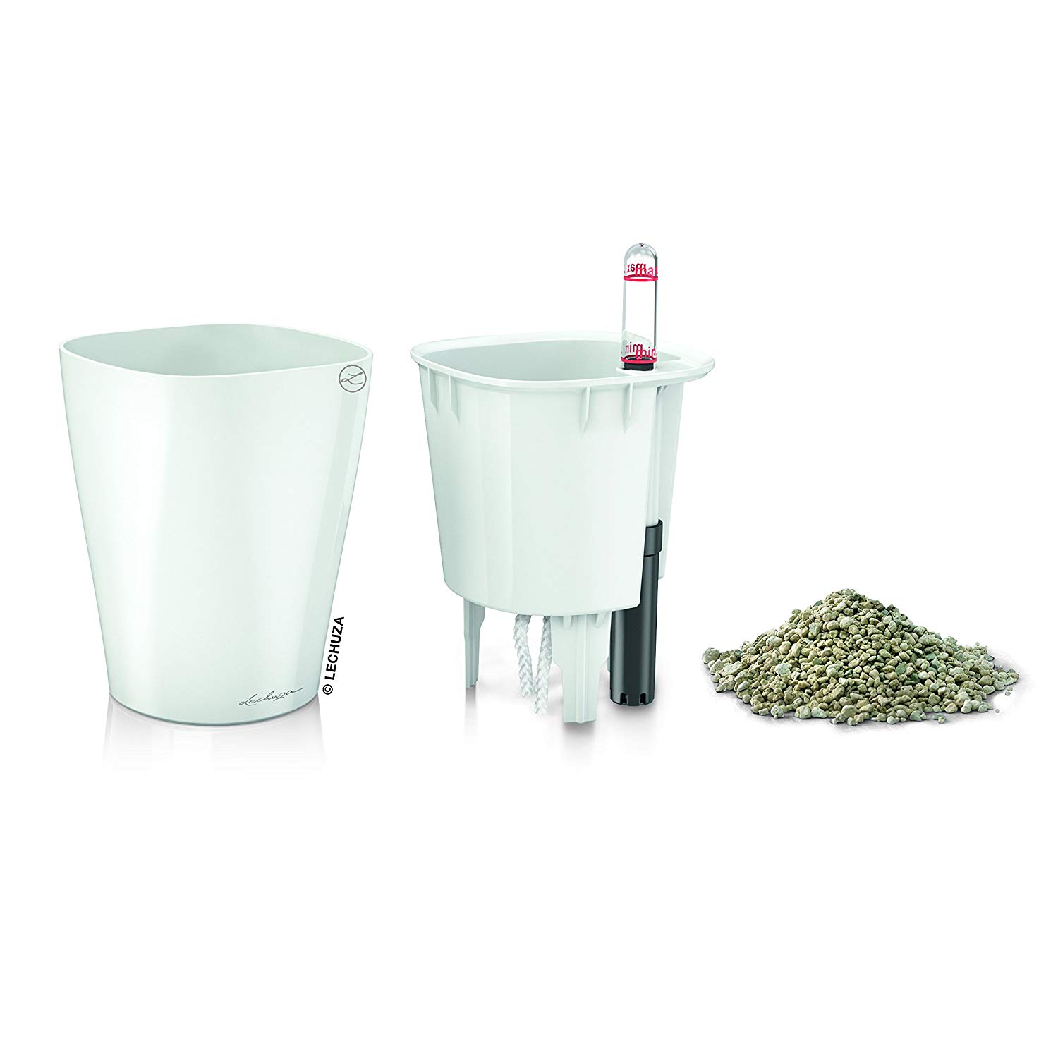 LECHUZA Self Watering Plant Pot MINI DELTINI Small Plastic Indoor Plant Pot without Drainage Hole D10 H13 cm White High-Gloss - Image 2