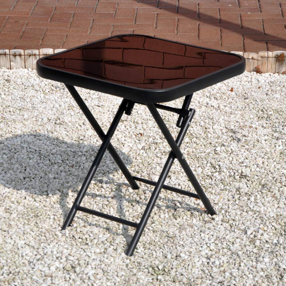 Kingfisher FSDT Folding Drinks Side Garden Patio Table Black 40cm x