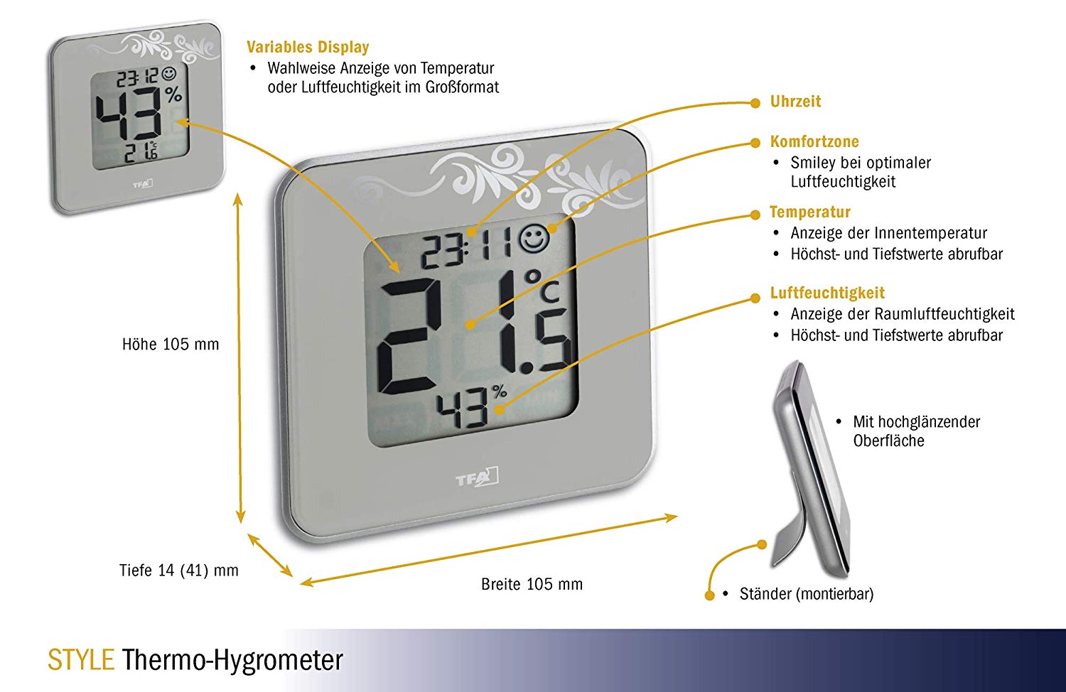 TFA Dostmann Style Thermo-Hygrometer - Image 4