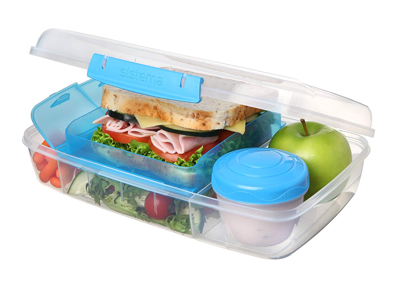 Sistema Bento Box to Go with Fruit/Yogurt Pot, 1.76 L Clear/Blue