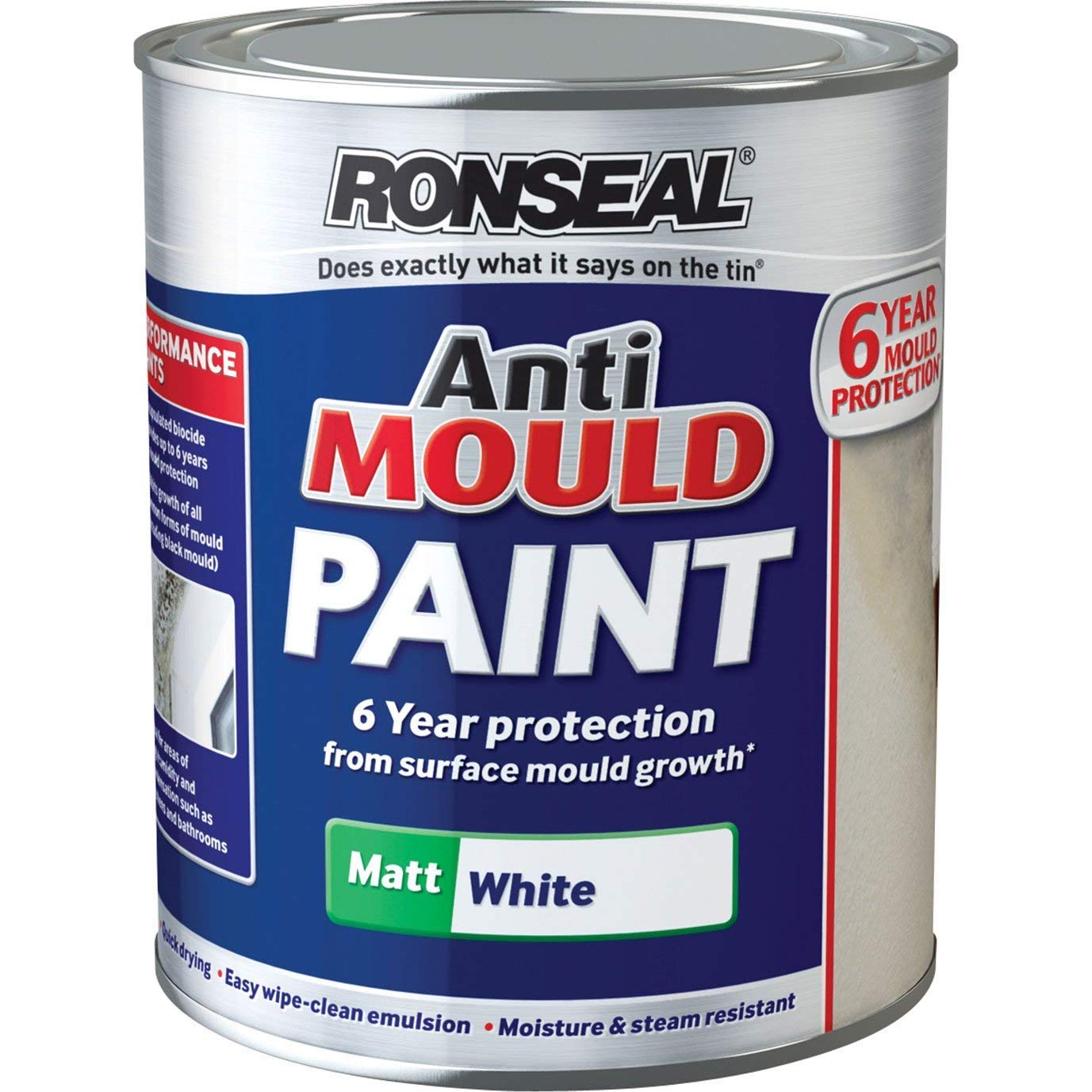 Ronseal Anti Mould Paint White Silk 2.5l, 1.25 l (Pack of 2)
