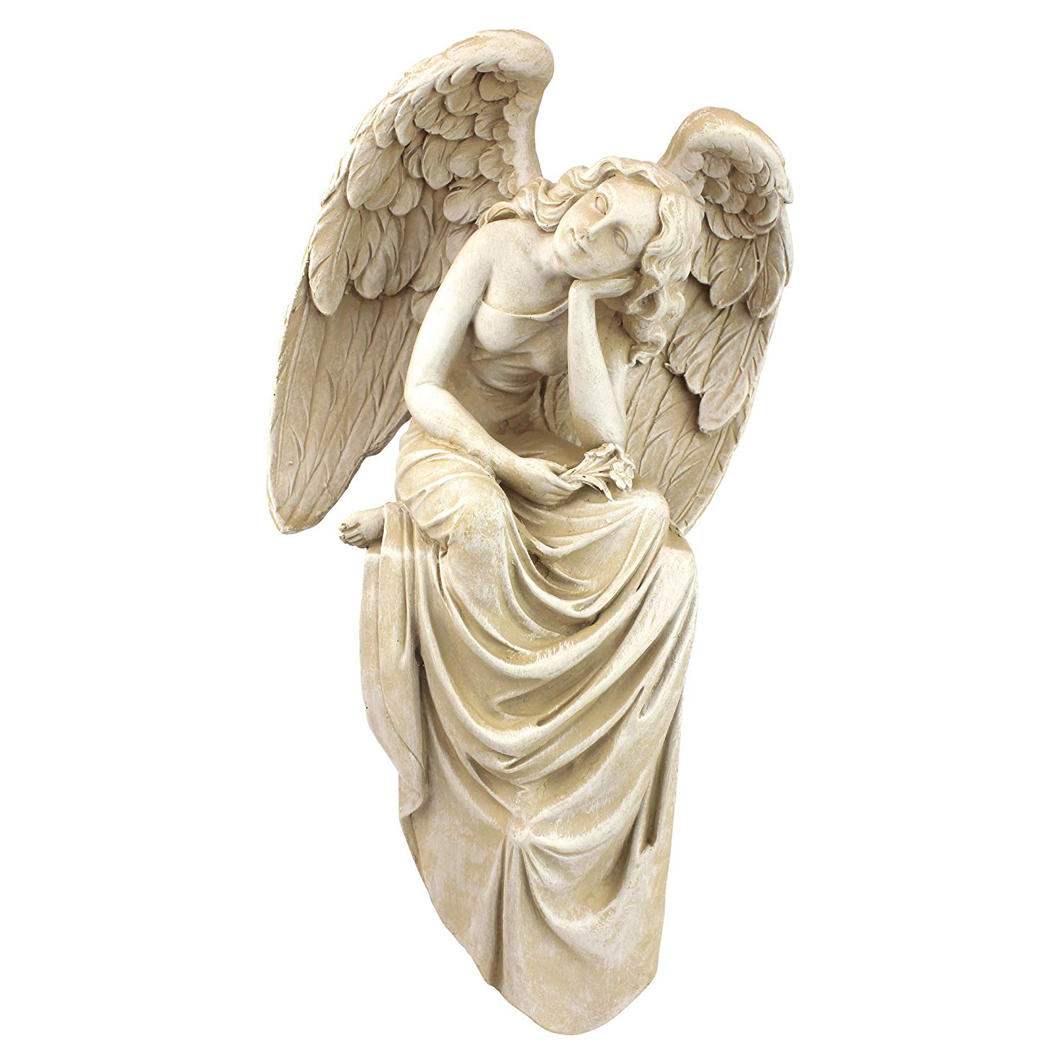 Design Toscano NG34725 Resting Grace Angel Sitting Garden Statue, Medium, 21.5 cm, Polyresin, Ancient Ivory - Image 2