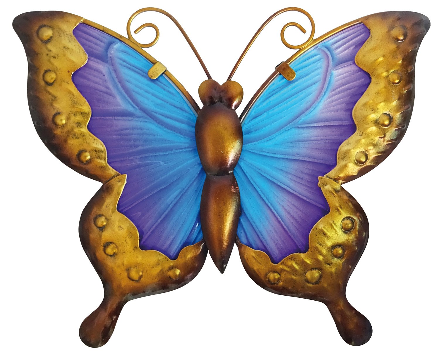 Creekwood Butterfly Glass/Metal Garden Wall Art Decoration-Blue/Purple (W25 x H21 cm), 48023