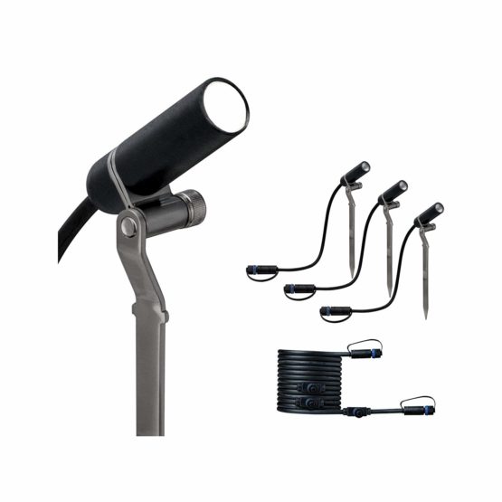Paulmann 94156 Outdoor Plug & Shine Spotlight Plantini ext. Set 3000K 3x2.5W 24V 40° Anthracite alu, Aluminium, Integriert, 7.5 W