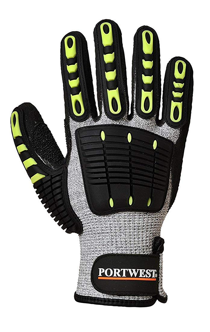 Portwest A722 Durable Anti Impact Cut Resistant Glove Grey/Black, Medium - Image 2