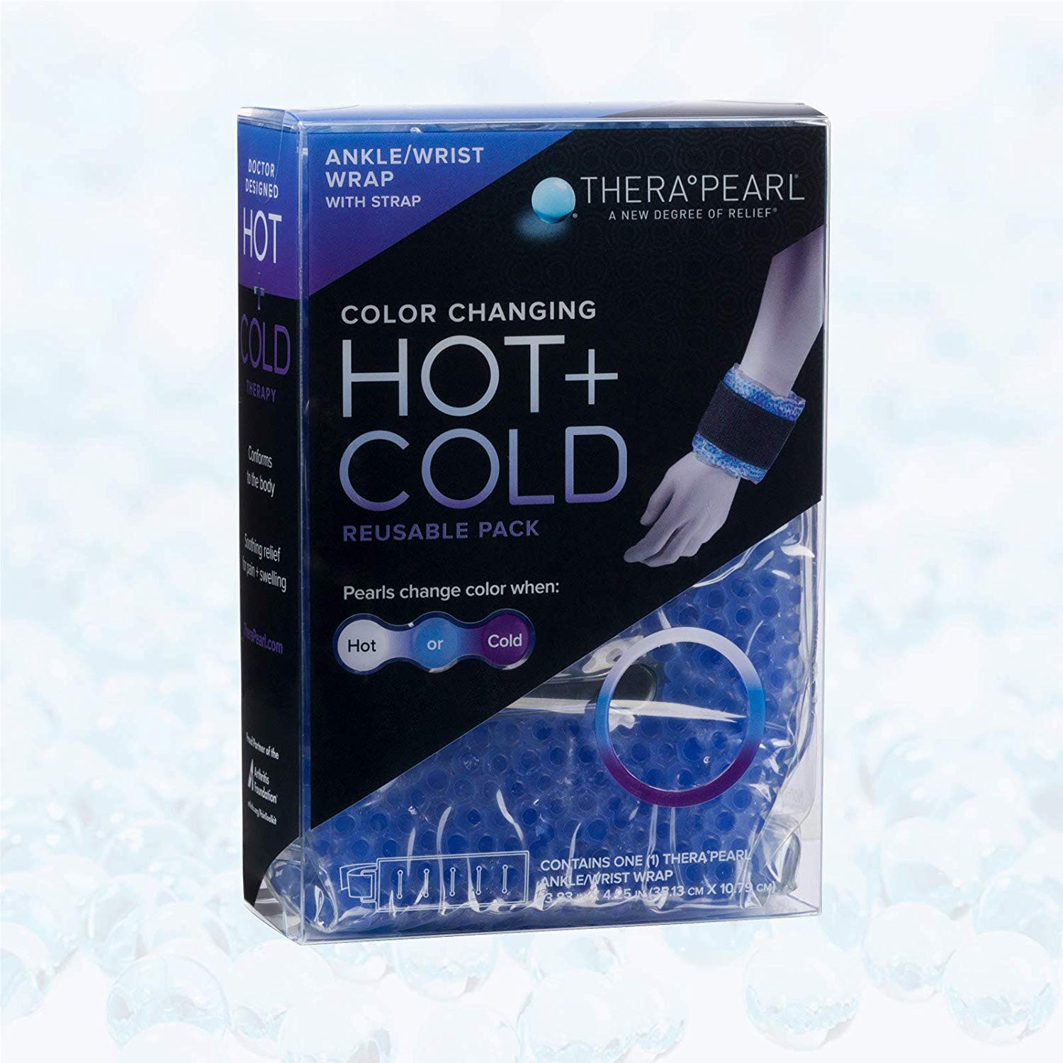 TheraPearl Ankle & Wrist Wrap, Reusable Hot and Cold Compress, Ice Pack