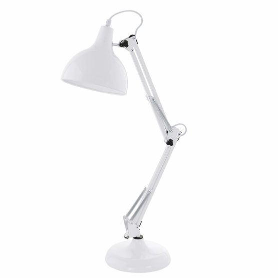 EGLO E27 Modern White Adjustable Desk Lamp 'BORGILLIO'