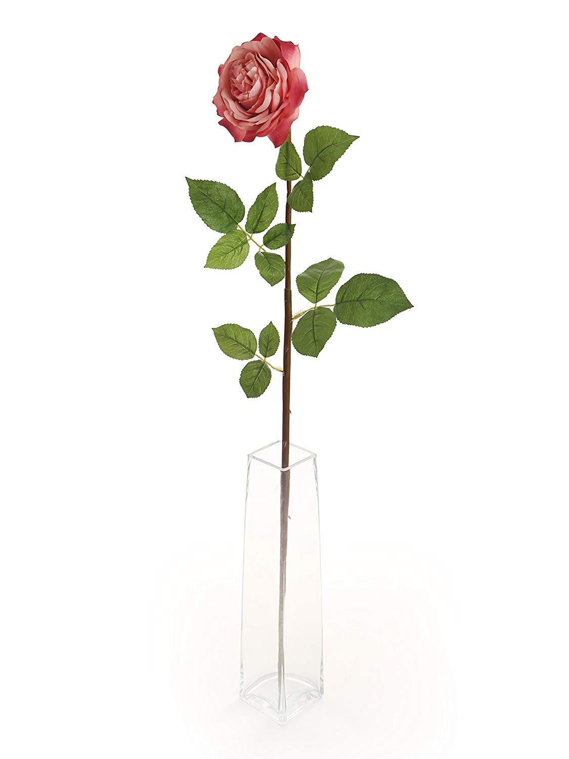 KONG Floral Elegance Artificial 92cm Single Stem Fully Open Dusky Pink Rose Flower - Image 2