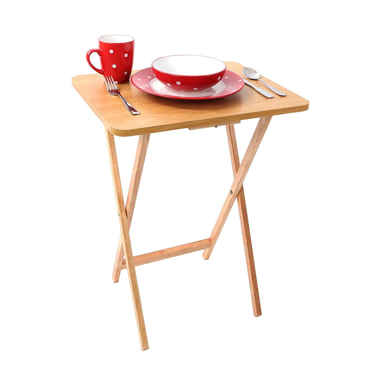 Premier Housewares Snack Table, 65 x 49 x 39 cm - Rubberwood - Image 2