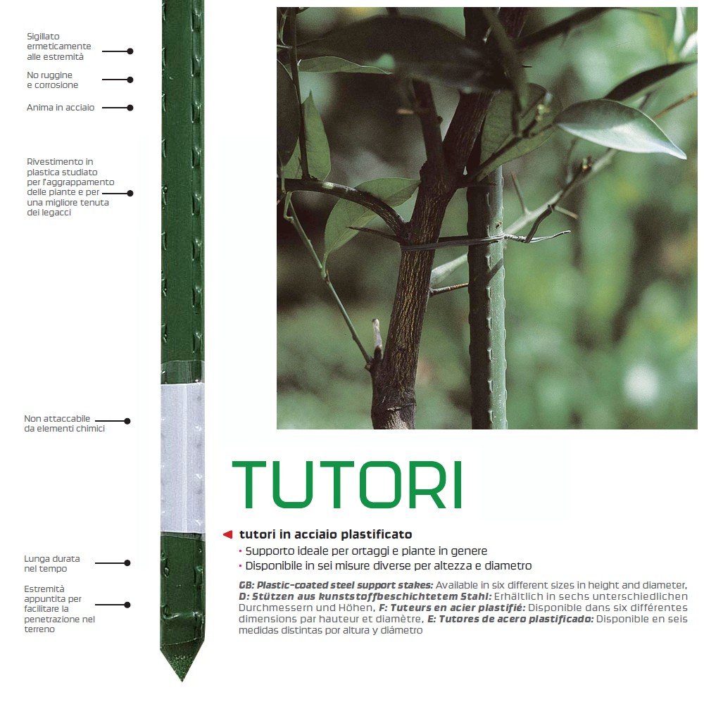 Verdemax 6309 8 mm x 90 cm Plastic-Coated Steel Support Stake, Green