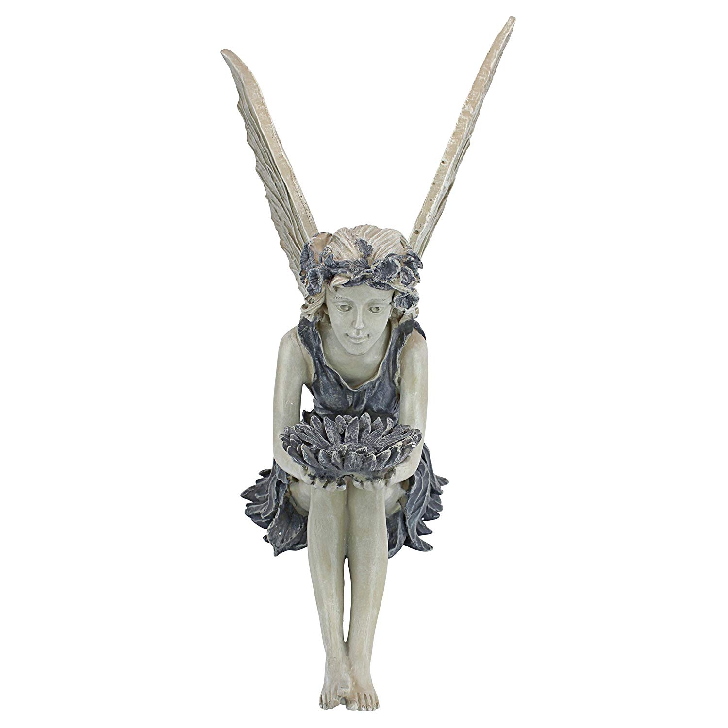 Design Toscano The Sunflower Fairy Garden Statue Bird Feeder, 51 cm, Polyresin, Two Tone Stone - Image 3