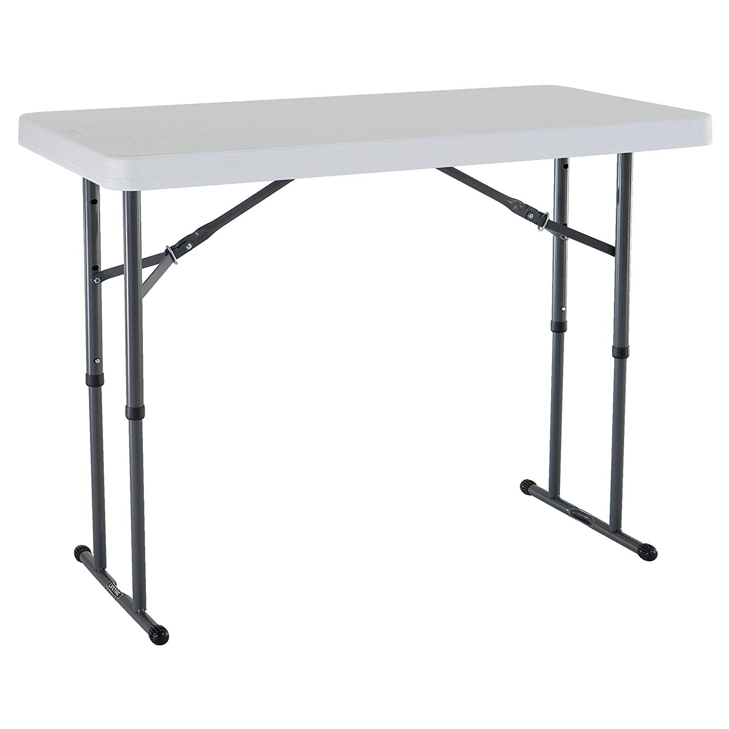 LIFETIME 80160 4 ft (1.22 m) Commercial Adjustable Height Folding Table - White - Image 2