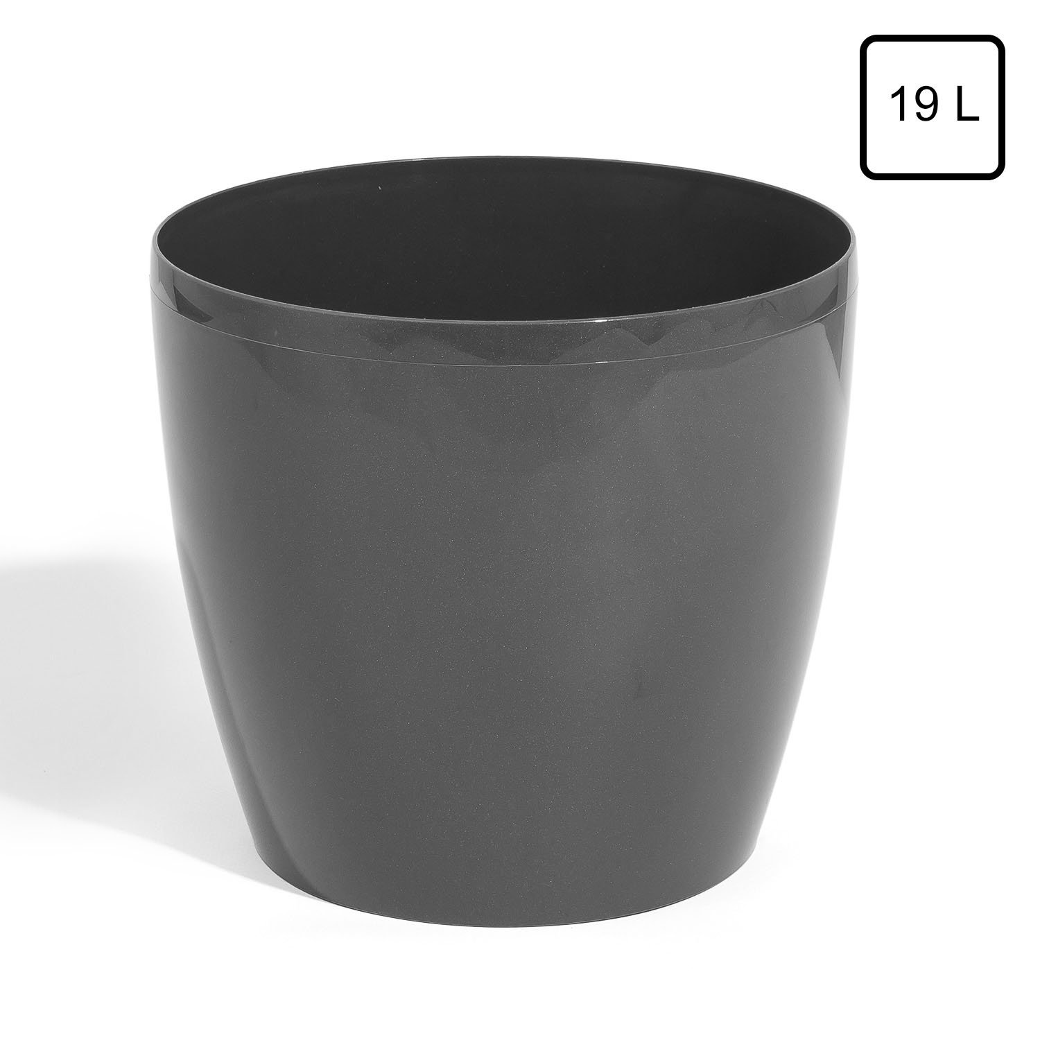 Graphite 2XL size COUBI ROUND plastic planter pot, 19 litre, 7 colours - Image 3