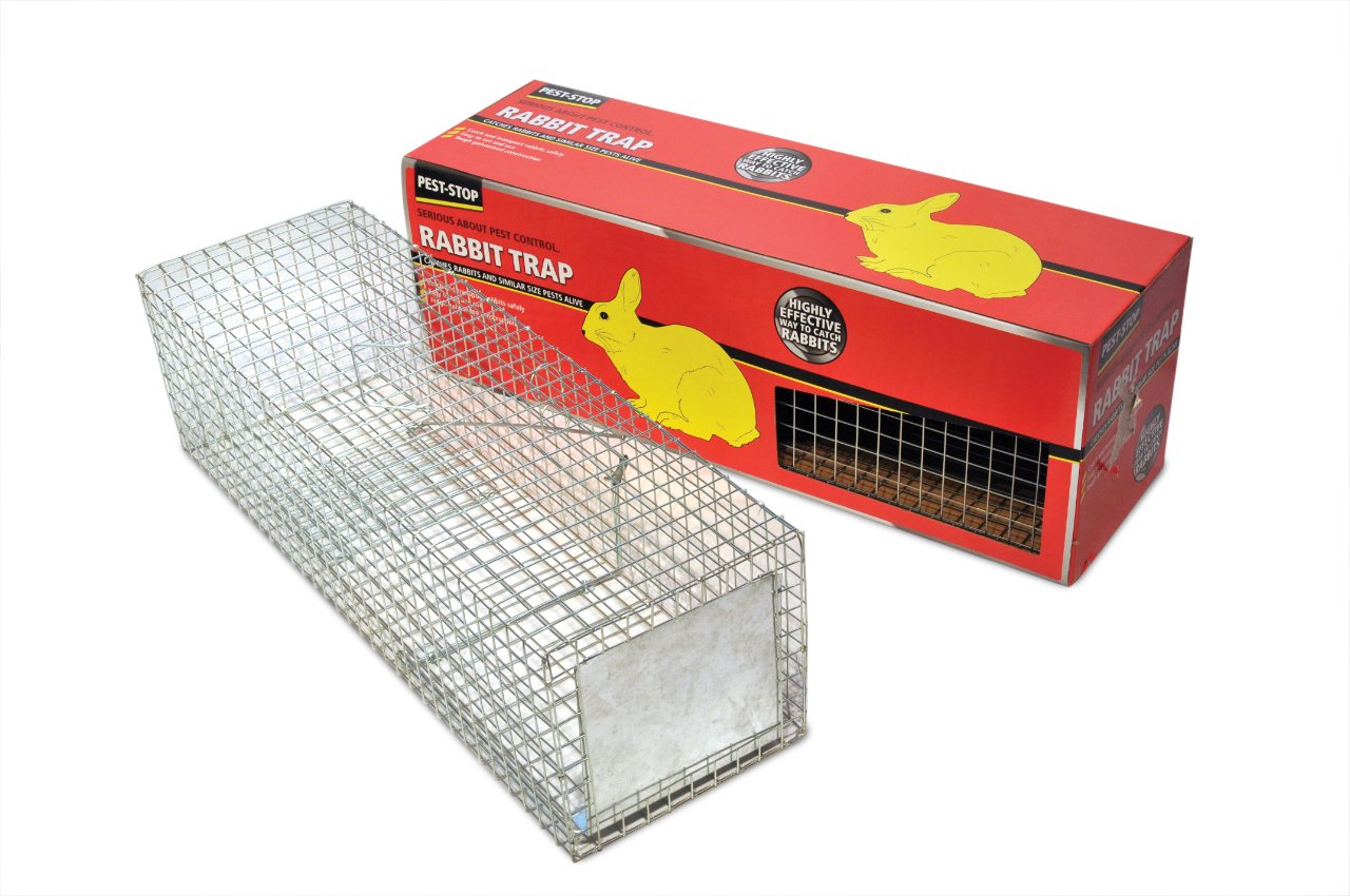 Pest-Stop Rabbit Cage Trap Humane Trap for Rabbits and Similar Animals Galvanised Steel, Spring-Loaded Door, Safe Handling Reusable - Image 2