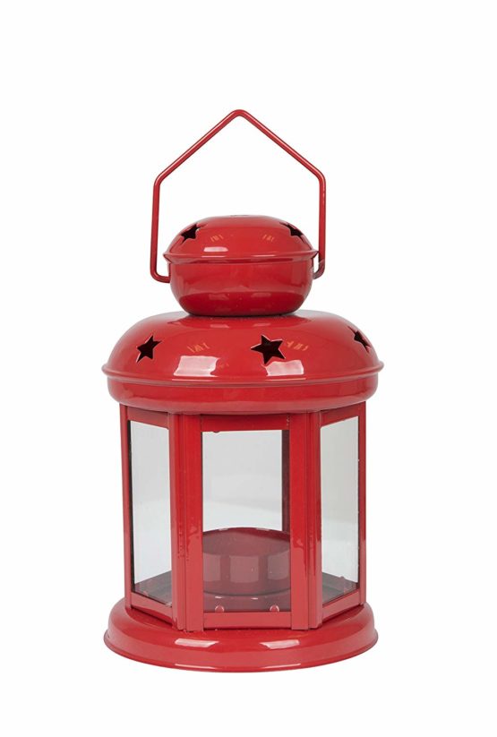 BoCamp Urban Outdoor Candle Lantern, Steel, Red BigaMart