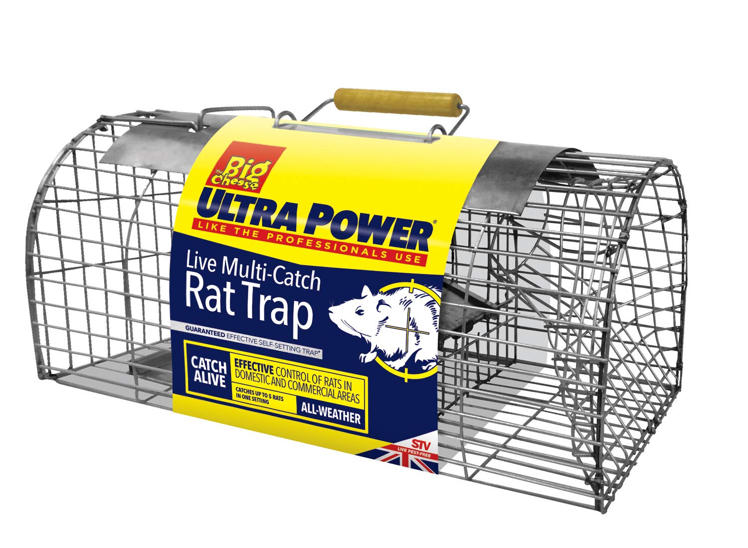 The Big Cheese Free to Go Multi-Catch Rat Cage Trap Poison-Free Welfare Friendly British Grain Safe Around Children and Pets Monitor Infestations Self-Setting