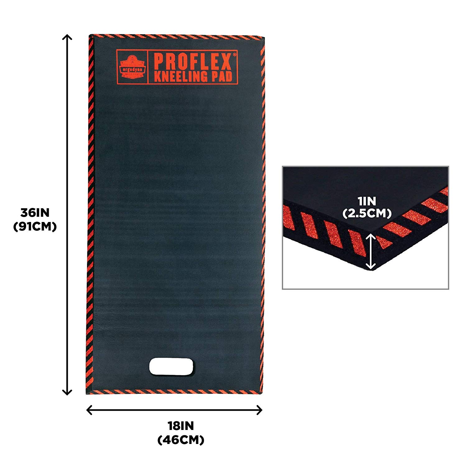 Ergodyne ProFlex 390 Kneeling Pad, Foam Knee Cushion, Water Resistant Kneeling Mat, 18" x 36" x 1", Black, XL - Image 3