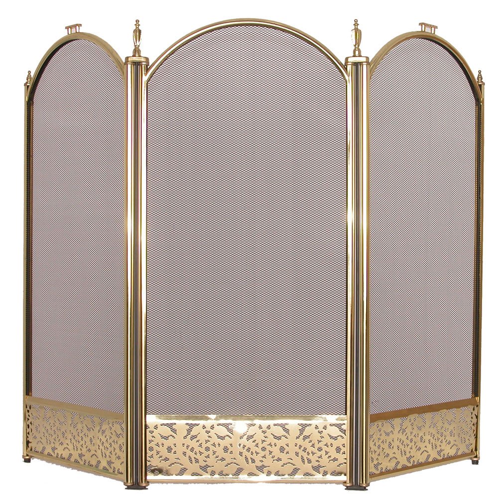 Fire Vida Ingleton Fire Screen/Spark Fire Guard, Metal, Brass, H 60 x W 95 x D 21 cm approx