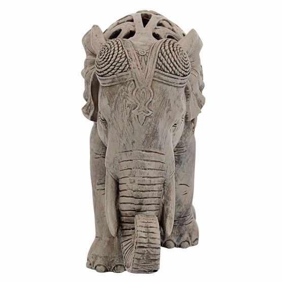 Design Toscano NG32745 Anjan the Elephant Indian Decor Jali Animal Statue, 30.5 cm, Polyresin, Brown Stone - Image 2