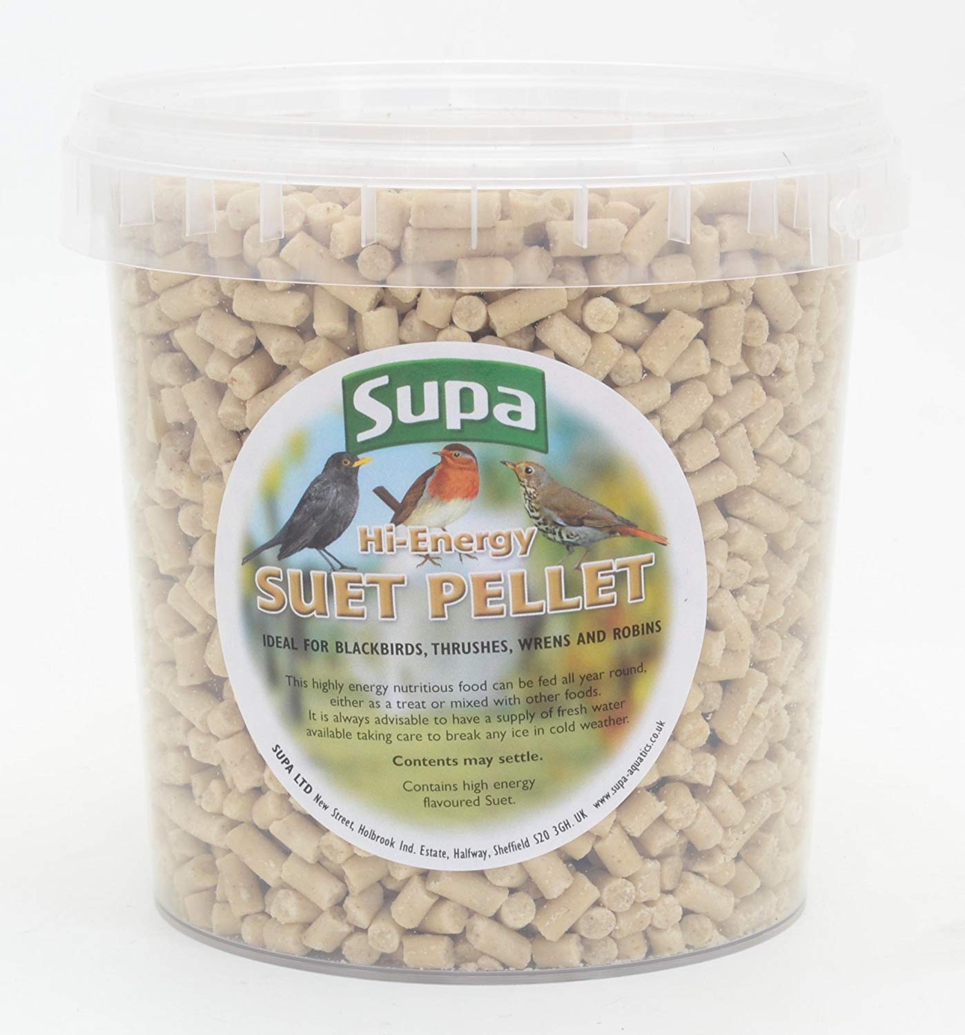 Supa Mealworm Suet Pellets for Wild Birds 1 Litre Bucket, Beige, 1 kg (Pack of 1)