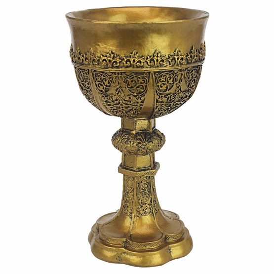 Design Toscano CL6121 Golden Chalice of King Arthur Medieval Decor Gothic Goblet Sculpture, 22.75 cm, Polyresin, Gold