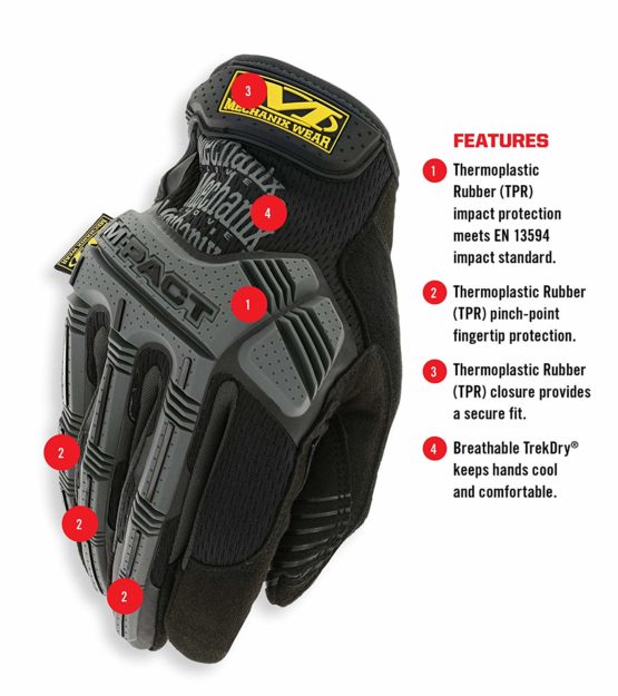 Mechanix Wear - M-Pact Gloves (XX-Large, Black/Grey) - Image 2