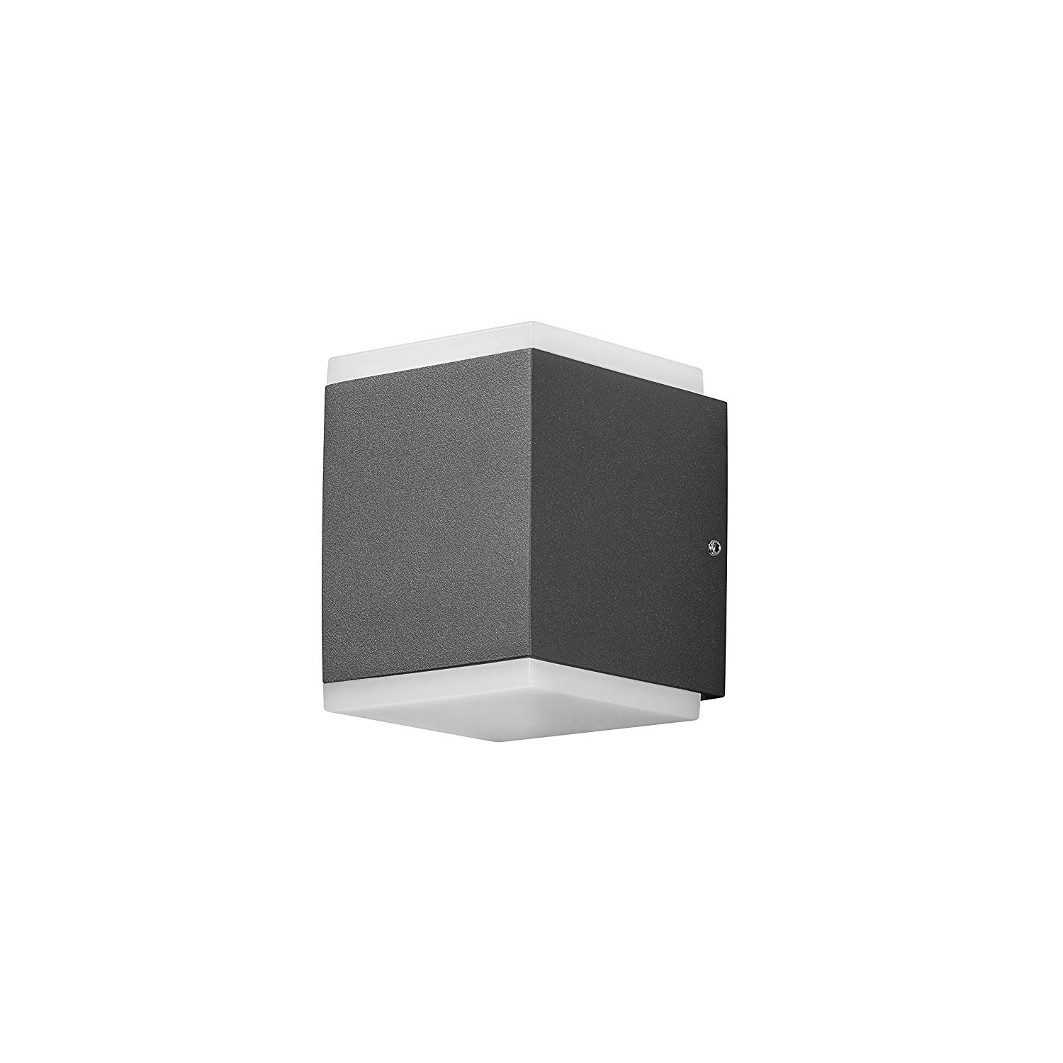 Konstsmide Outdoor Wall Light Mains Powered/Monza Cube Up Down/LED High Power 2 x 6 W Lamp/Opal Frosted Acrylic/Aluminium/IP54/Outside Light