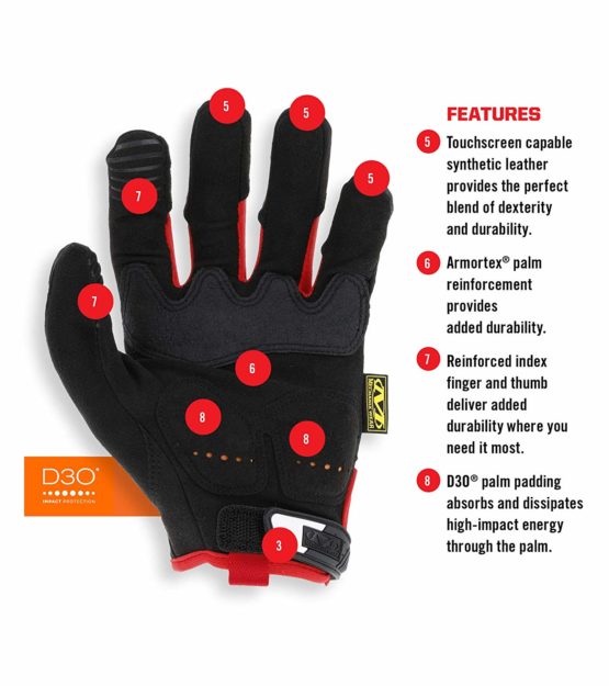 Mechanix Wear M-Pact® Gloves (Medium, Red/Black) - Image 3