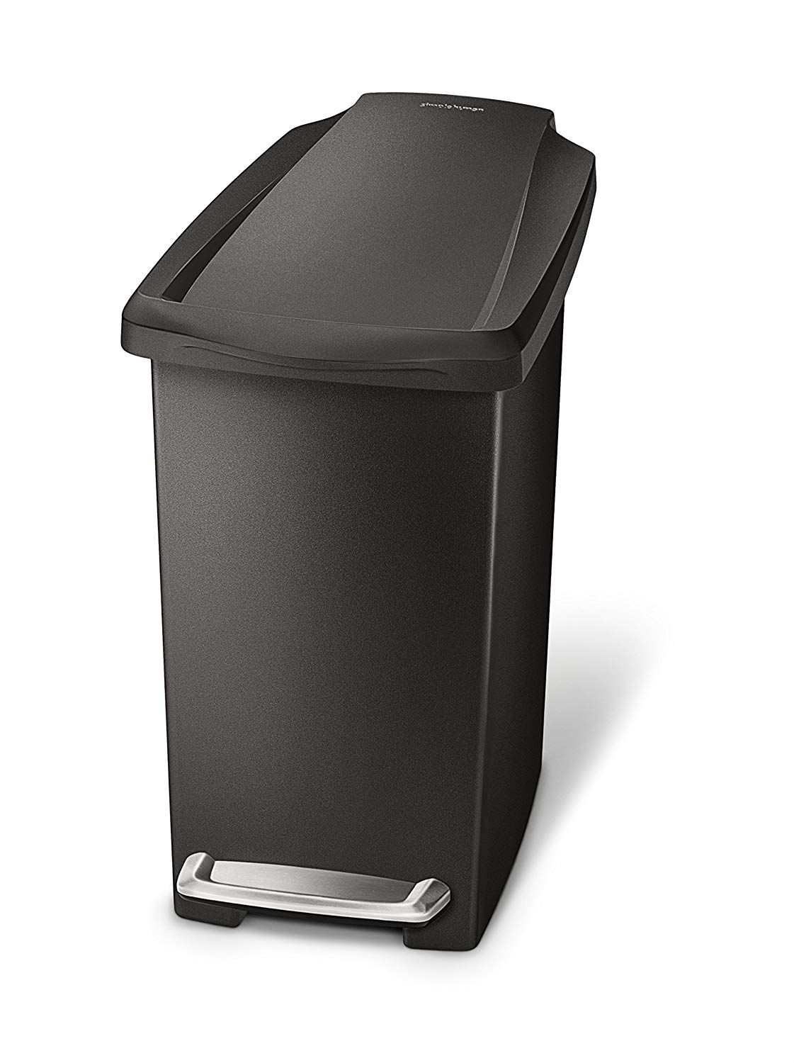 simplehuman CW1329 10L Slim Pedal Bin, Small Bin for Bathroom Bedroom Office Strong Steel Pedal, Slim Space-Saving Shape, Black Plastic