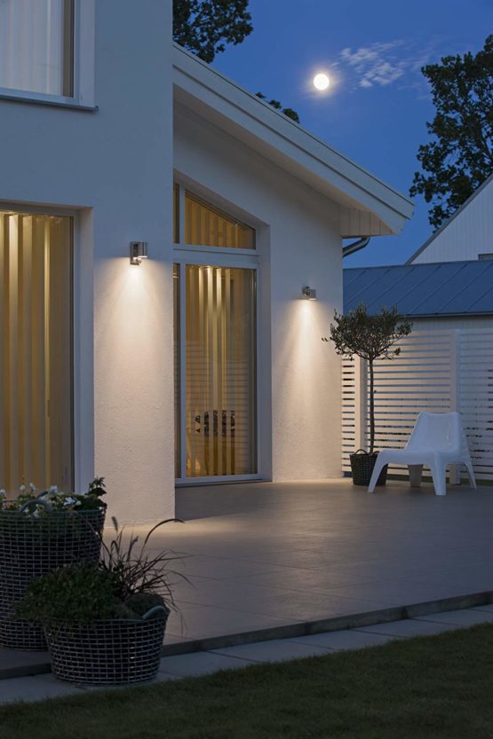 Konstsmide 7541-000 Modena Down Outdoor Wall Light with PIR Sensor-Motion Detector / 1 x 35 W GU10 Max Wall Lamp/Clear Glass/Stainless Steel / IP44 / Outside Light Stainless Steel - Image 3