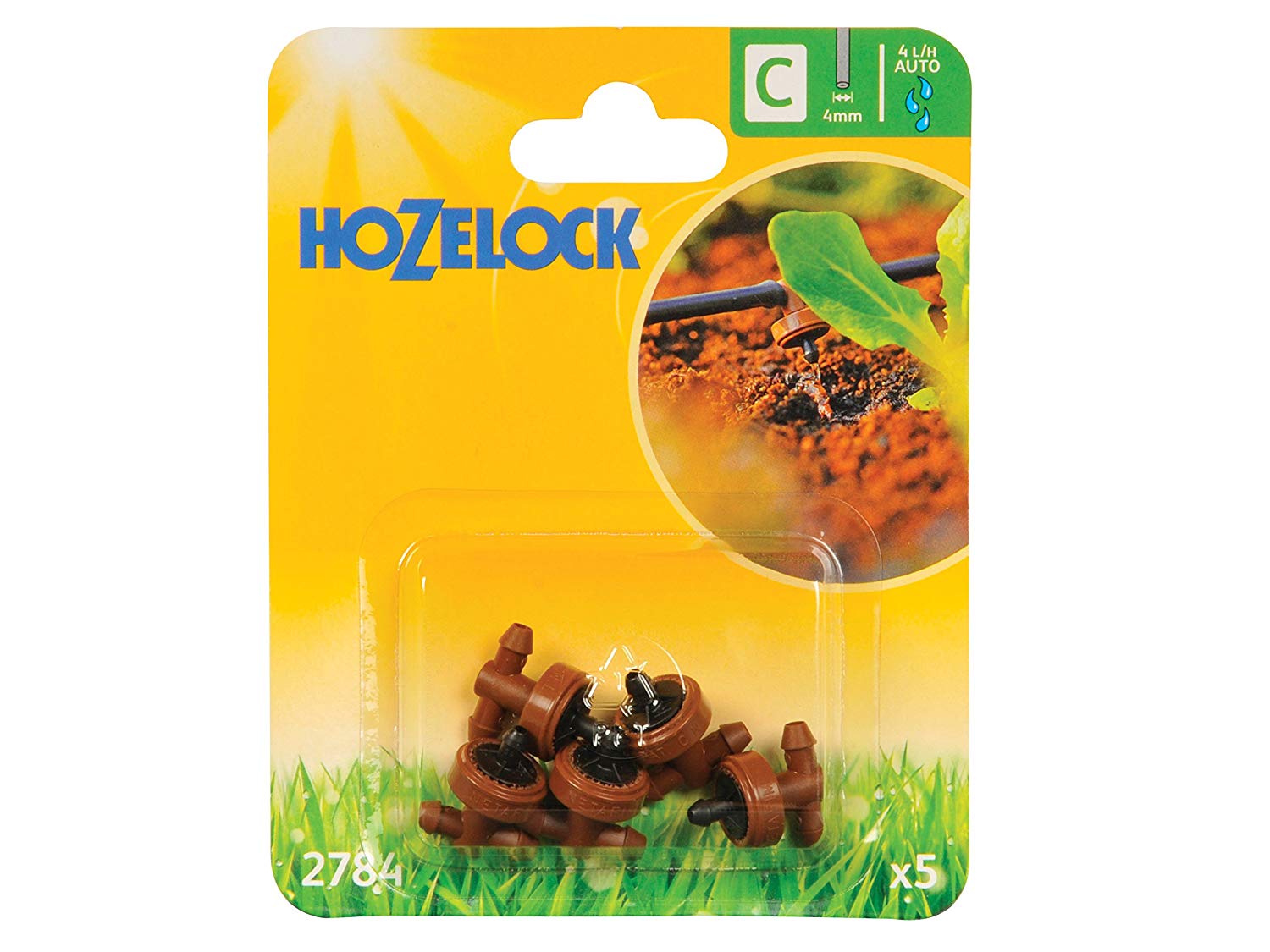 HOZELOCK - Micro Dripper Pressure Compensating 4 mm, In-Line : Self-regulating 4 LPH Dripper, Self-cleaning with Integrated Filter