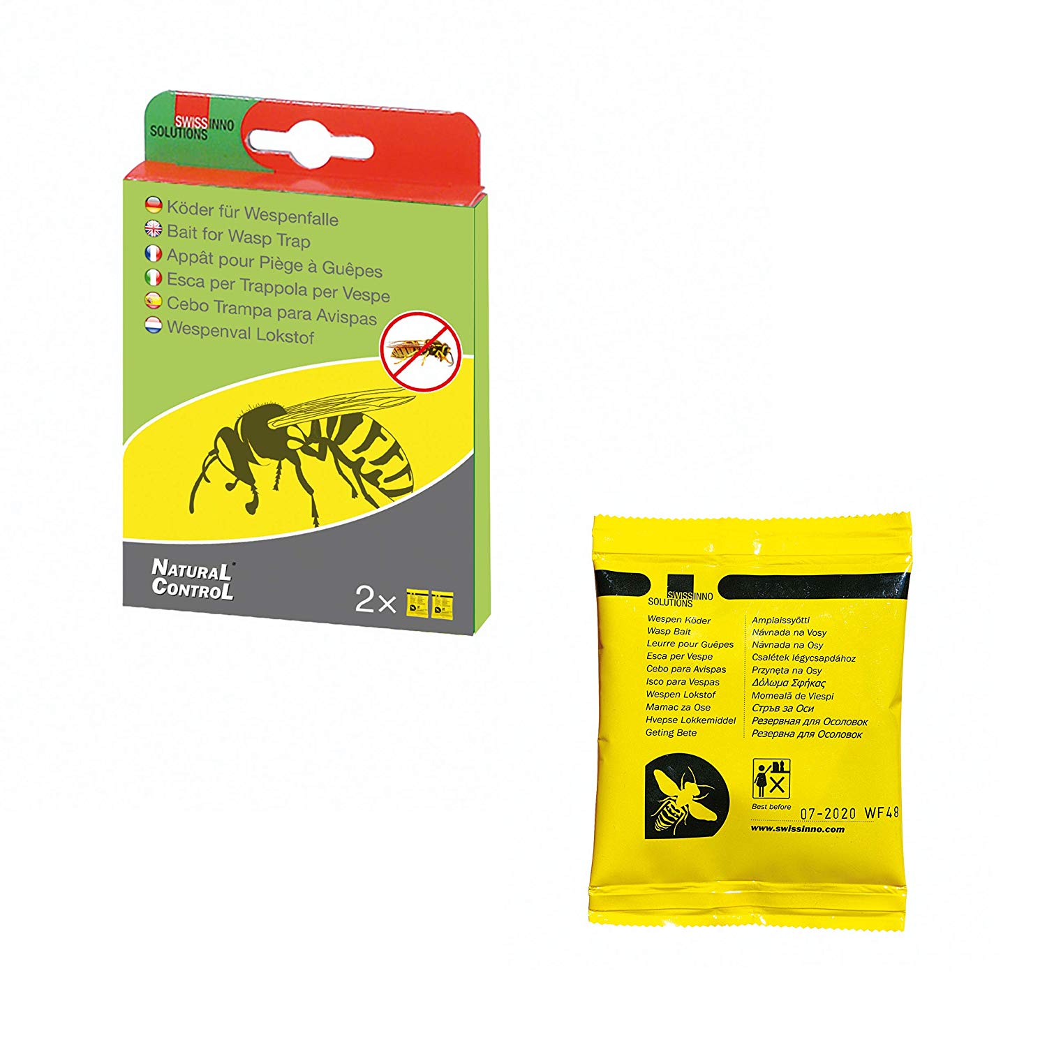 SWISSINNO Wasp Trap Bait Refill, 2 Liquid Attractant for Outdoor Wasp Traps, Works for Up to 6 Weeks, Effective in Gardens