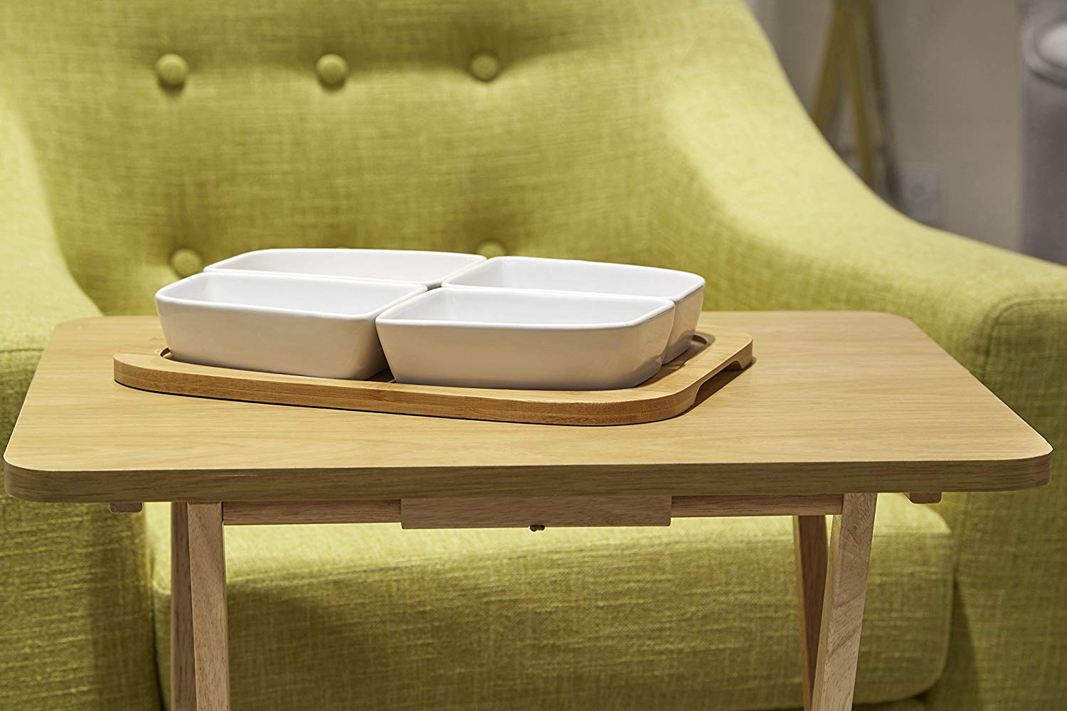 Premier Housewares Snack Table, 65 x 49 x 39 cm - Rubberwood - Image 4