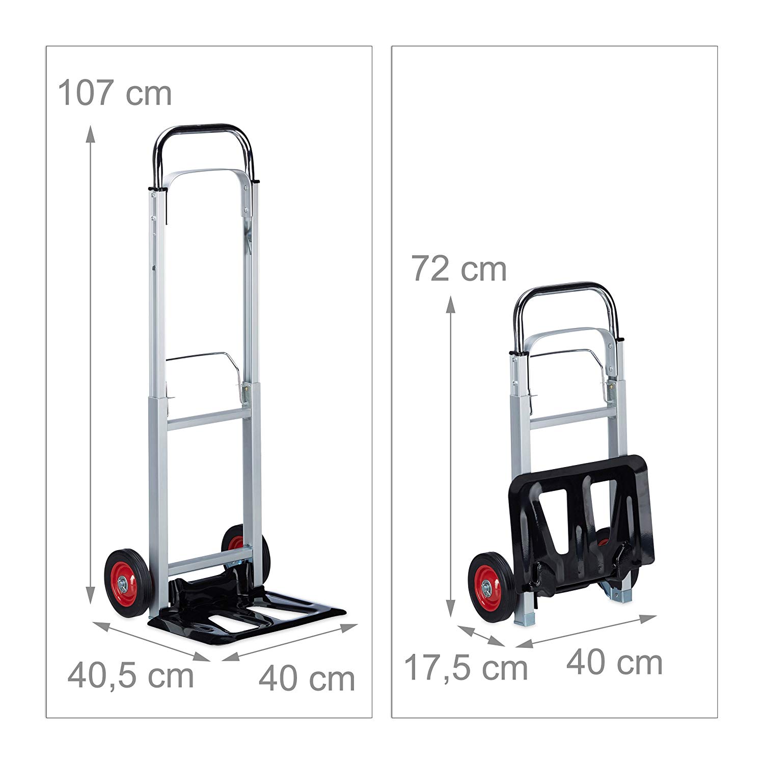 Relaxdays Hand Truck for up to 200 kg, Multifunctional Transport Trolley, Lightweight, Professional, Metal, Silver - Image 2