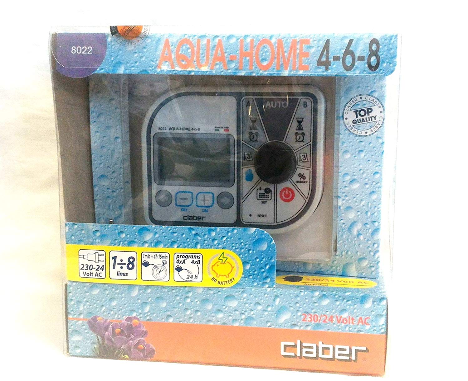 Claber 8022 Aqua-Home 4-6-8 Centralina Programador para Instalaciones De Riego - Image 2