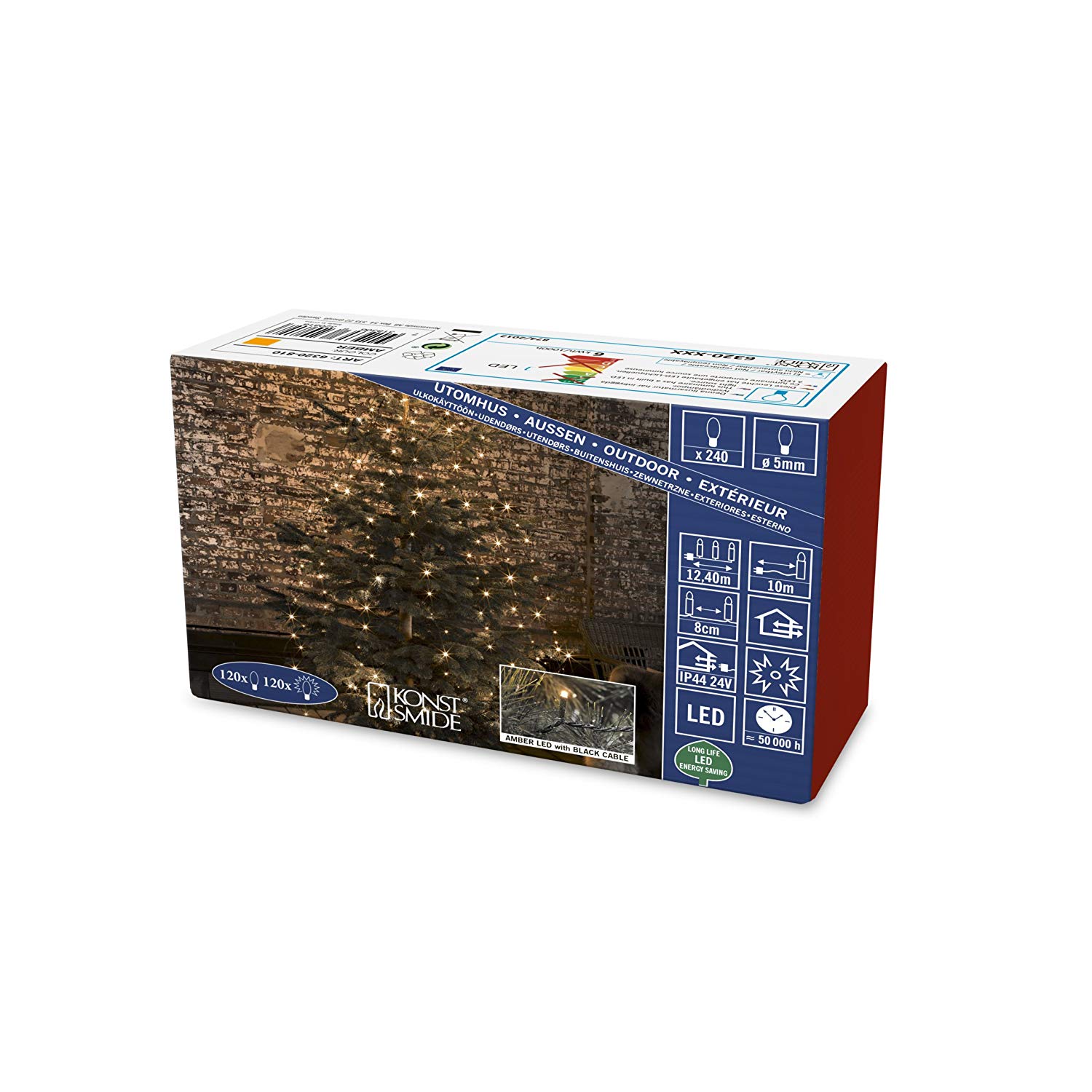 Konstsmide LED "Halo Tree System" Christmas Lights Outdoor 8 Strands of 30 Diodes, with FireFly Lights/Outdoor or Indoor Use (IP20)/240 Amber