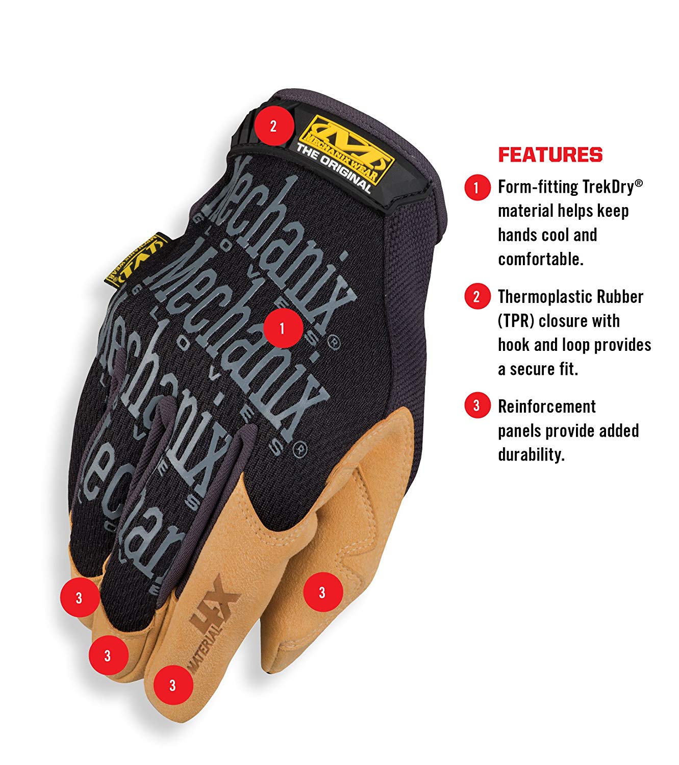 Mechanix Wear - Material4X Original Gloves (Large, Black/Brown) - Image 2