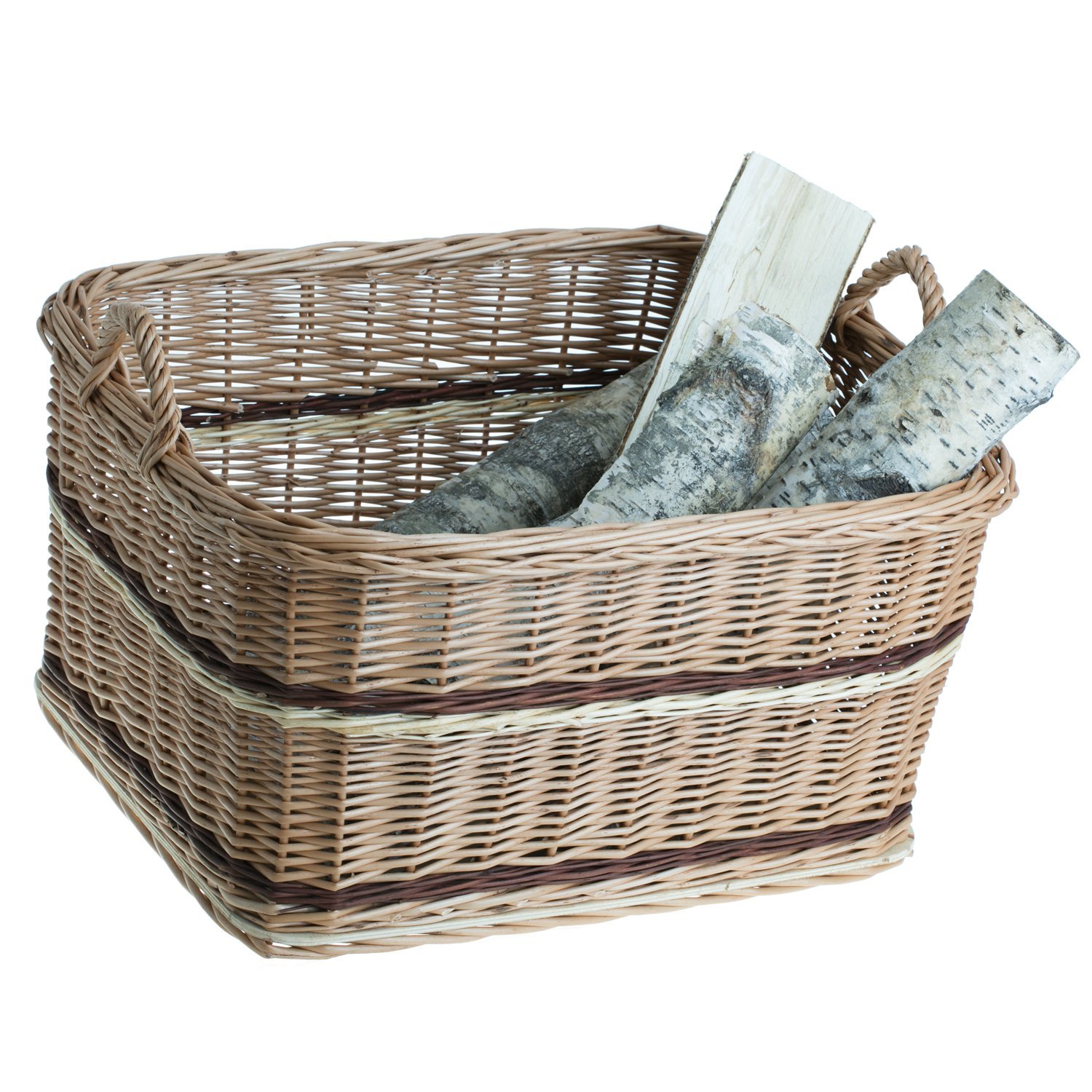 Vollwe Idener Fireplace Basket, Naturfarbiger Wicker Basket Wicker Log Basket – Fireplace Basket with Handles, Toy Box, Toy Box, W - Image 2