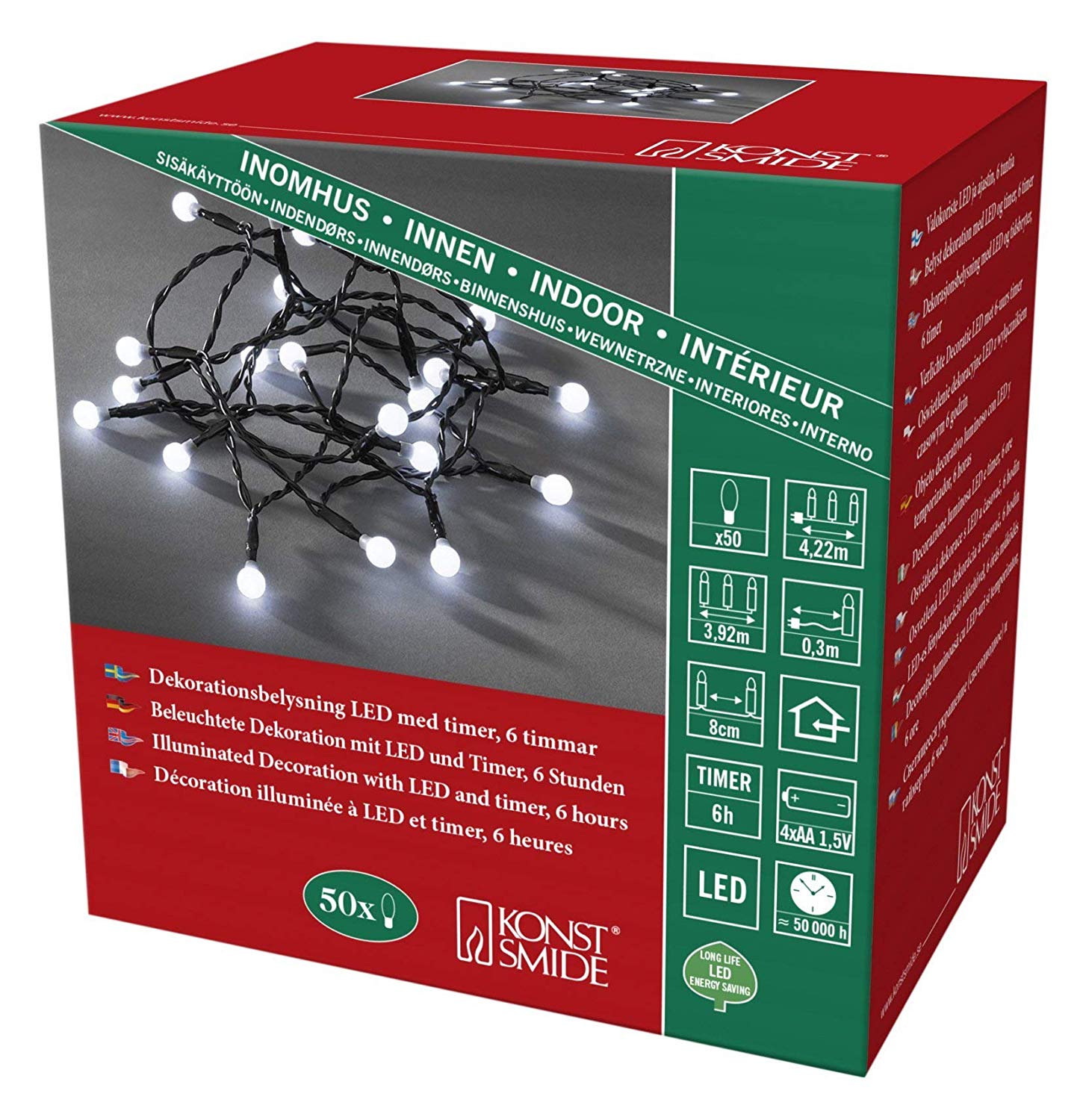 Konstsmide Christmas Lights LED Berry Set Round Diodes/Indoor Use (IP20) Battery Fairy Lights/Battery Operated
