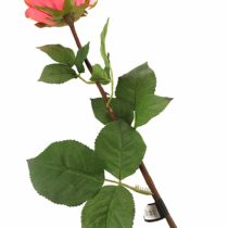 Floral Elegance Artificial 72cm Single Stem Fully Open Coral Pink Rose Flowers x 12