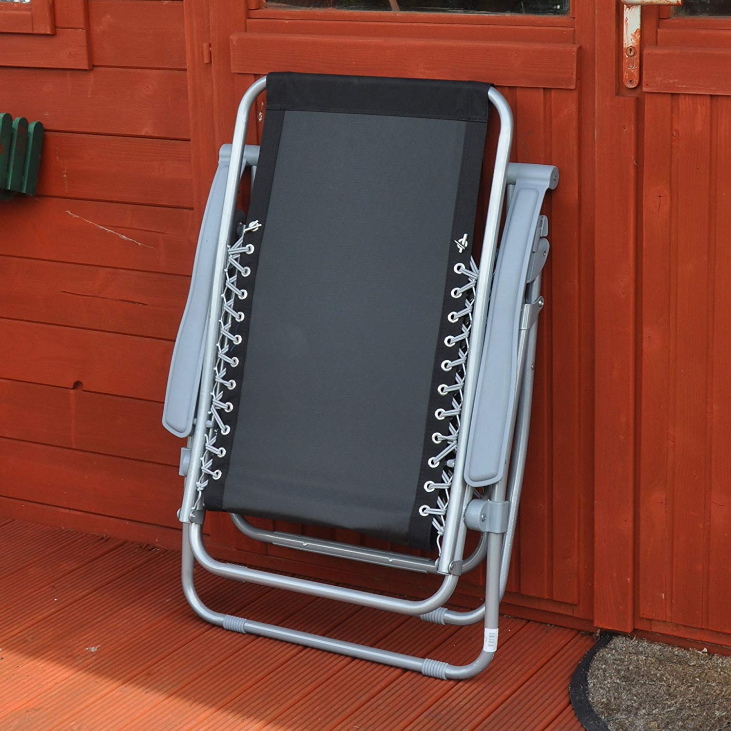 Kingfisher Gravity Garden Reclining Sun Chair Lounger, Black, 113 x 65 x 94.5 cm - Image 4