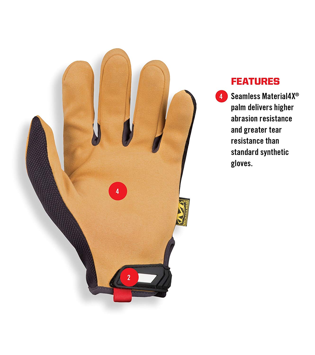 Mechanix Wear - Material4X Original Gloves (Large, Black/Brown) - Image 3