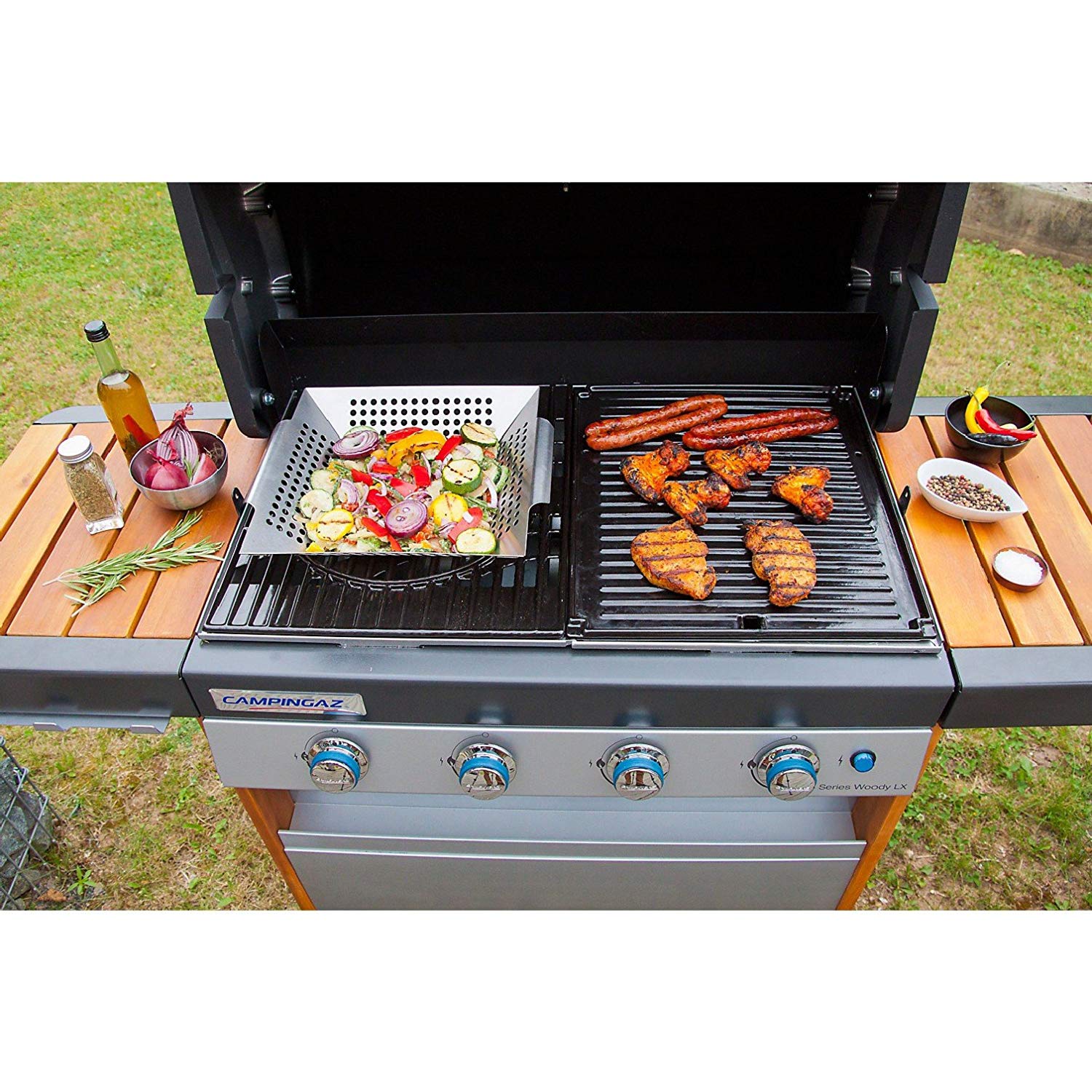 Campingaz Premium Barbecue Vegetable Basket - Silver - Image 2